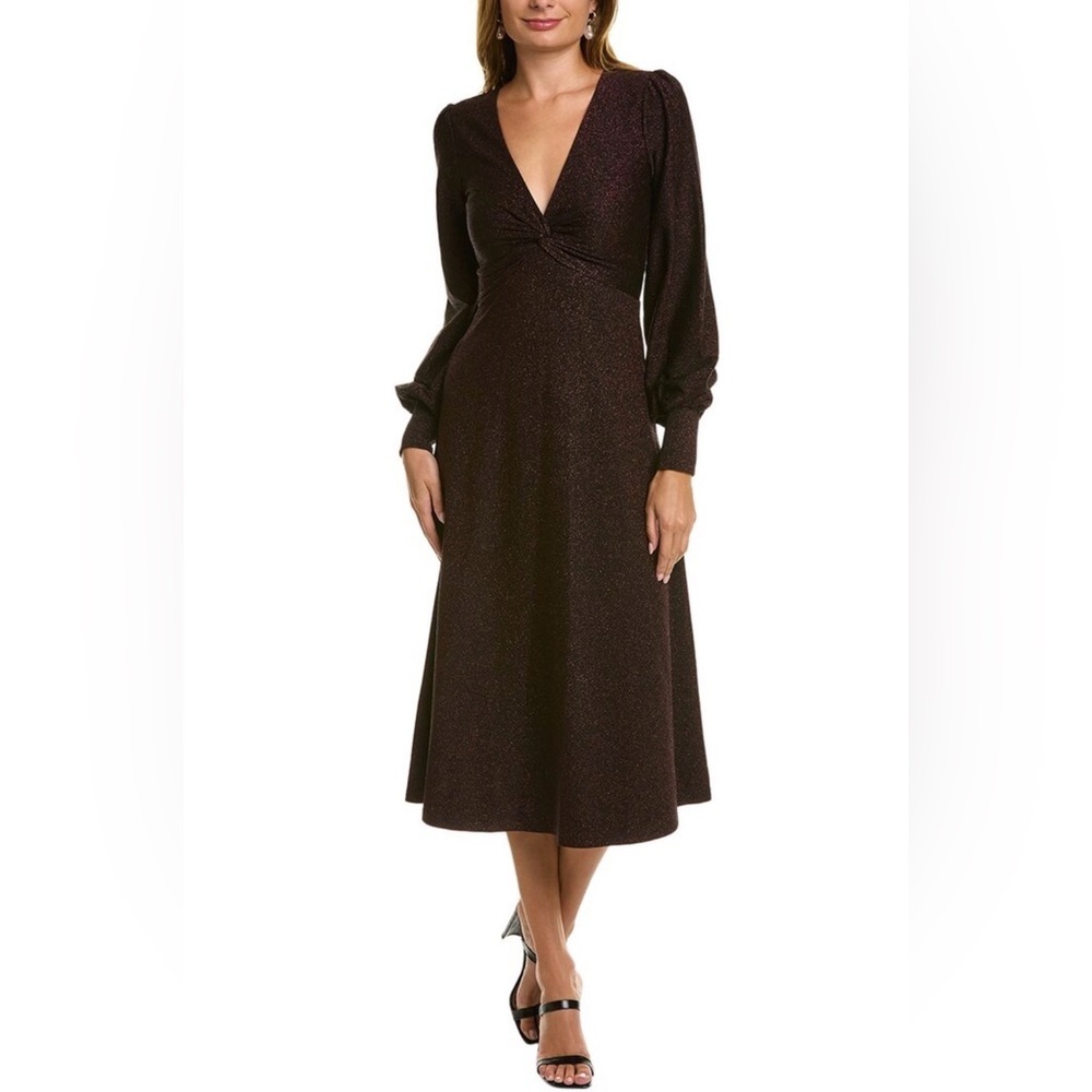 Boden Metallic Jersey V-Neck Midi Dress, Size 4P